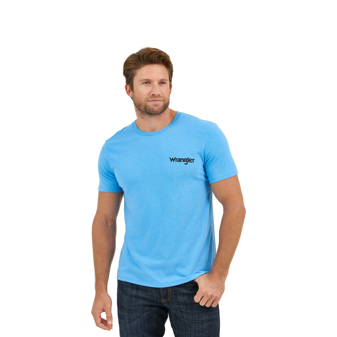 Wrangler Men's Graphic Regular Fit Blue Tee Shirt