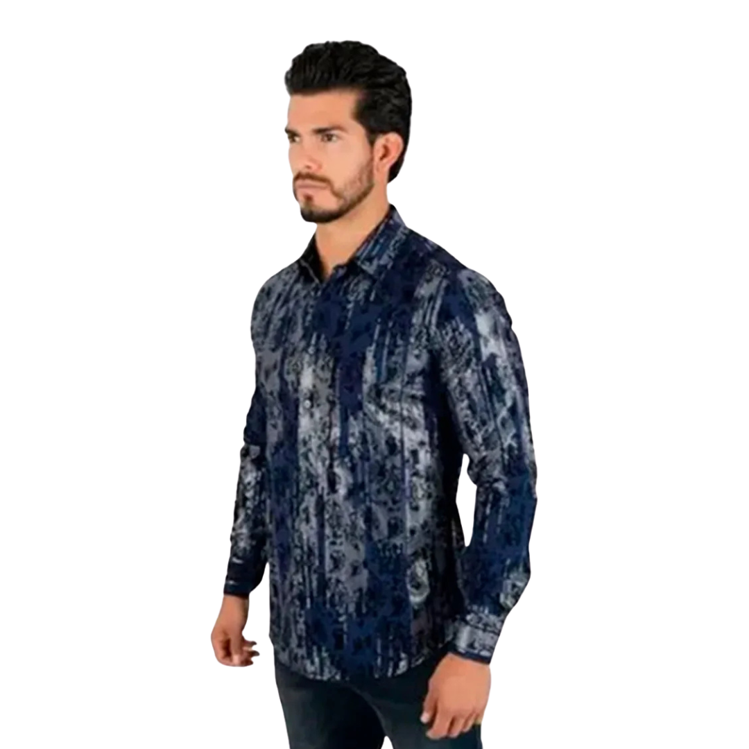 Platini Men's Digital Print Blue Shirt