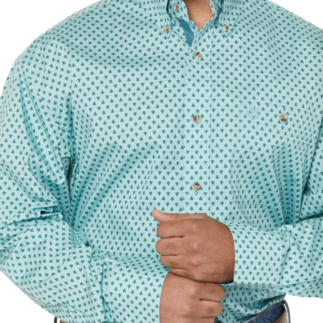 Wrangler Men's George Strait Geo Print Blue Shirt