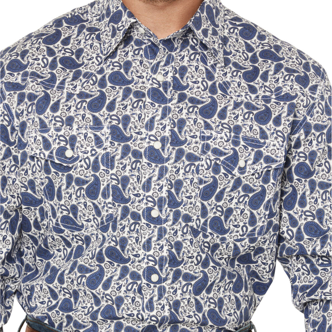 Wrangler Men's Paisley Print Long Sleeve Snap Multicolor Shirt