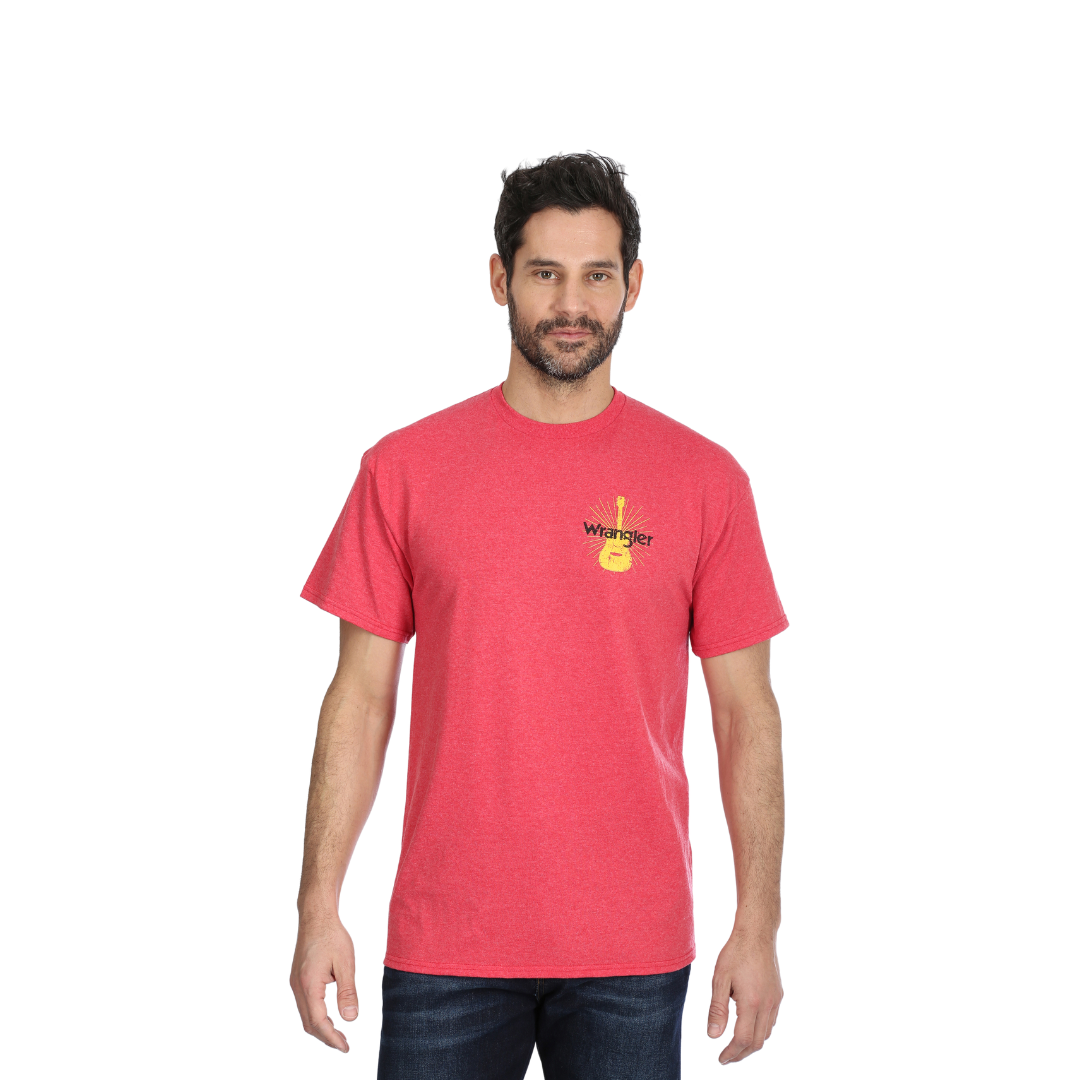 Wrangler Men's Guitar Screen Print Red Shirt