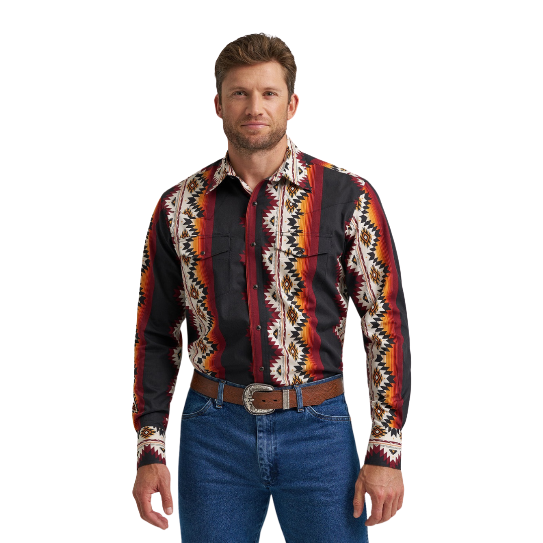 Wrangler Men's Checotah Multi Print Black Shirt