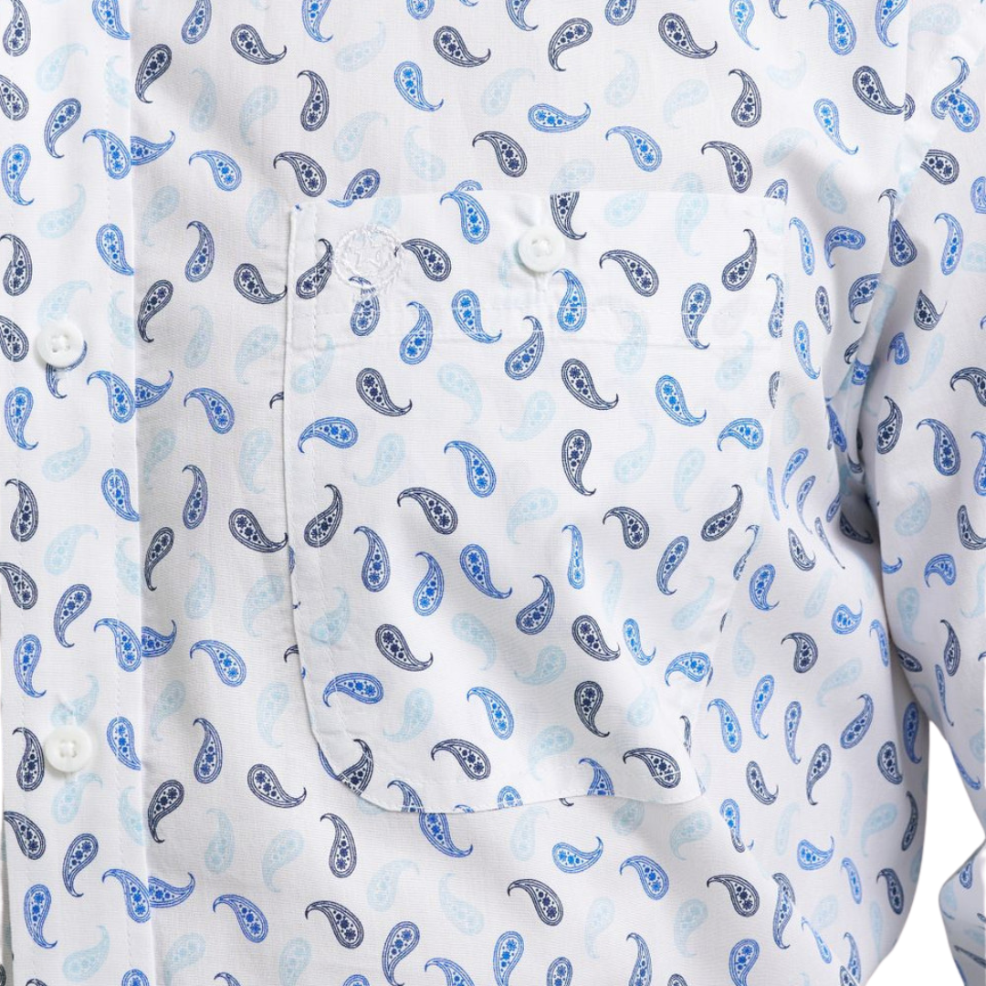 Wrangler Men's George Strait Print White Shirt