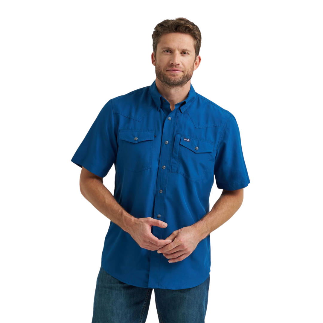 Wrangler Men's Performance Snap Blue Shirt