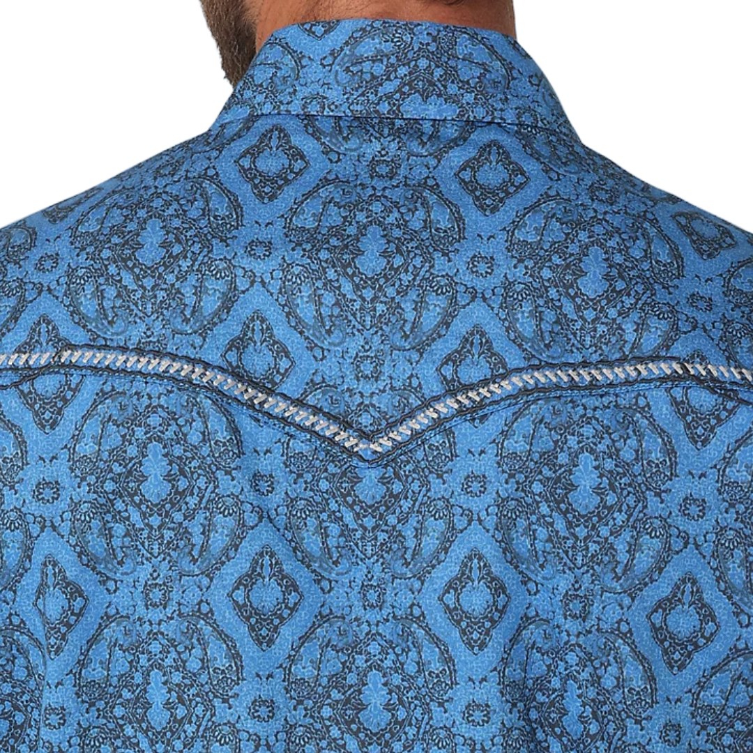 Wrangler Men's Yoke Western Blue Shirt - Big