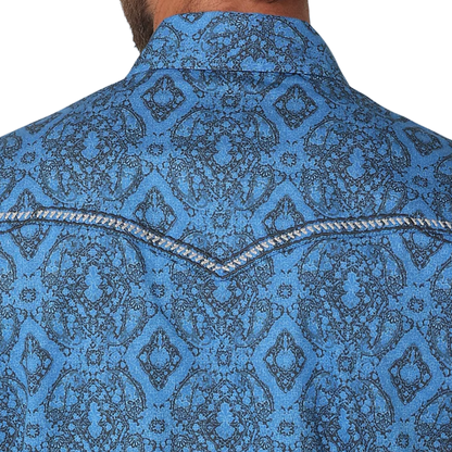 Wrangler Men's Yoke Western Blue Shirt - Big