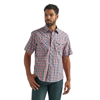 Wrangler Men's Western Plaid Multi Blue Shirt - Big
