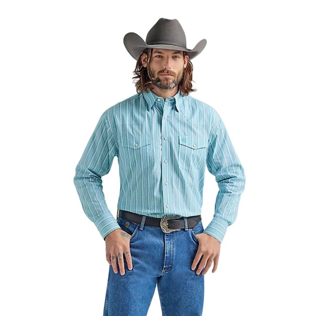 Wrangler Men's Troubadour Teal Blue Shirt