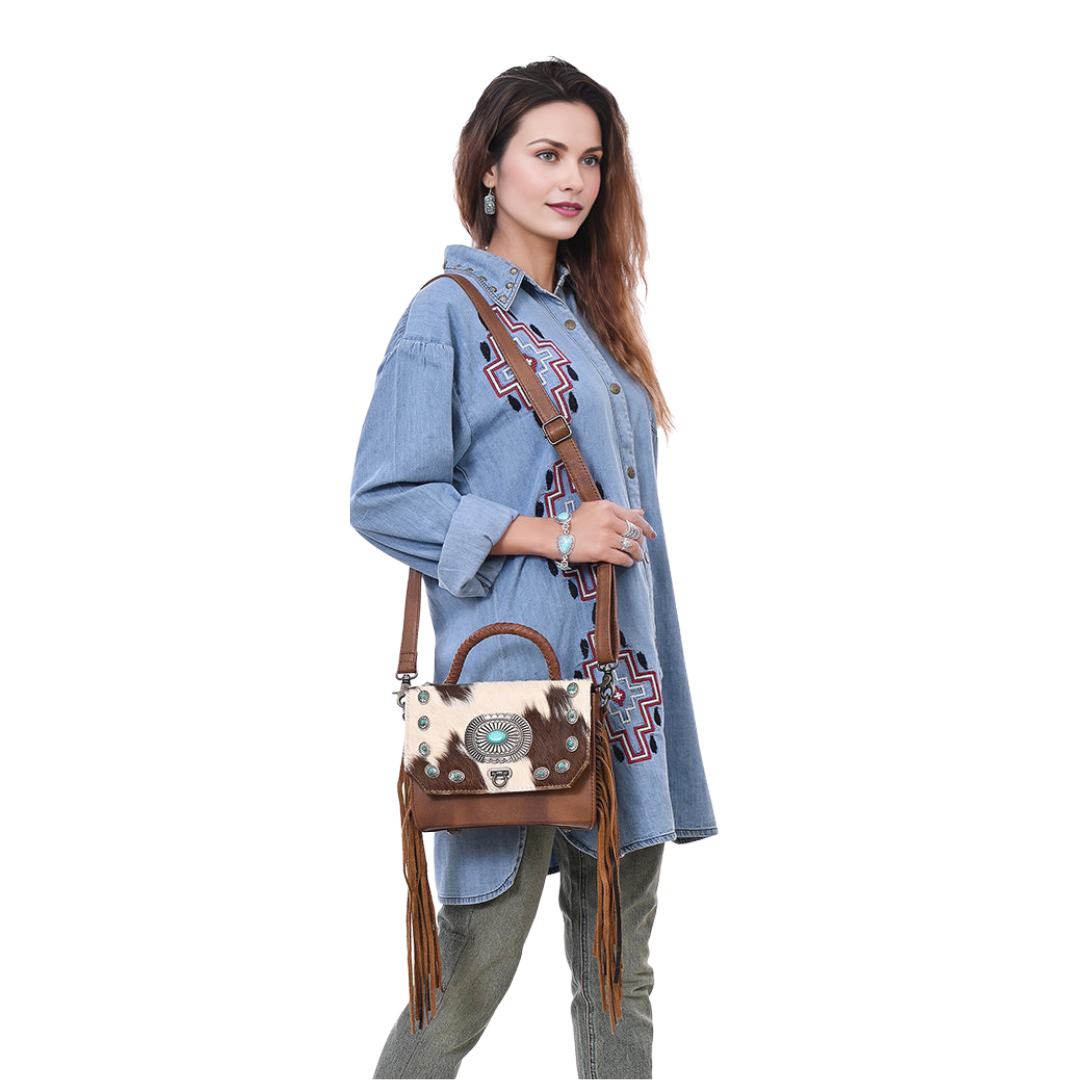 American Darlin Women's Briefcase Leather Brown Handbag