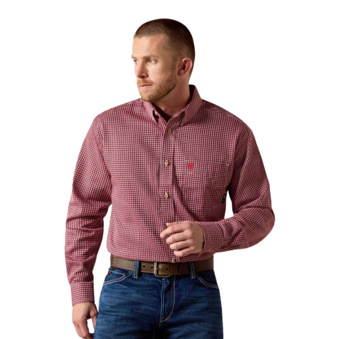 Ariat Men's FR Bell Work Wine Shirt-Big & Tall