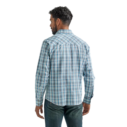 Wrangler Men's Western Plaid Multi Blue Shirt - Big