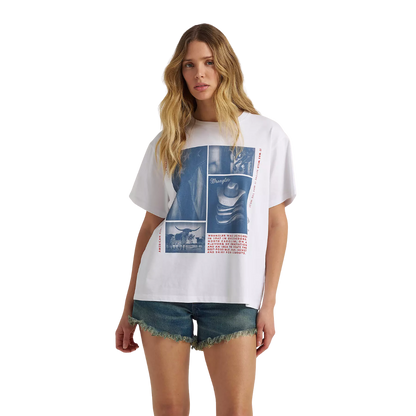 Wrangler Women's Printed Short Sleeve White T-Shirt