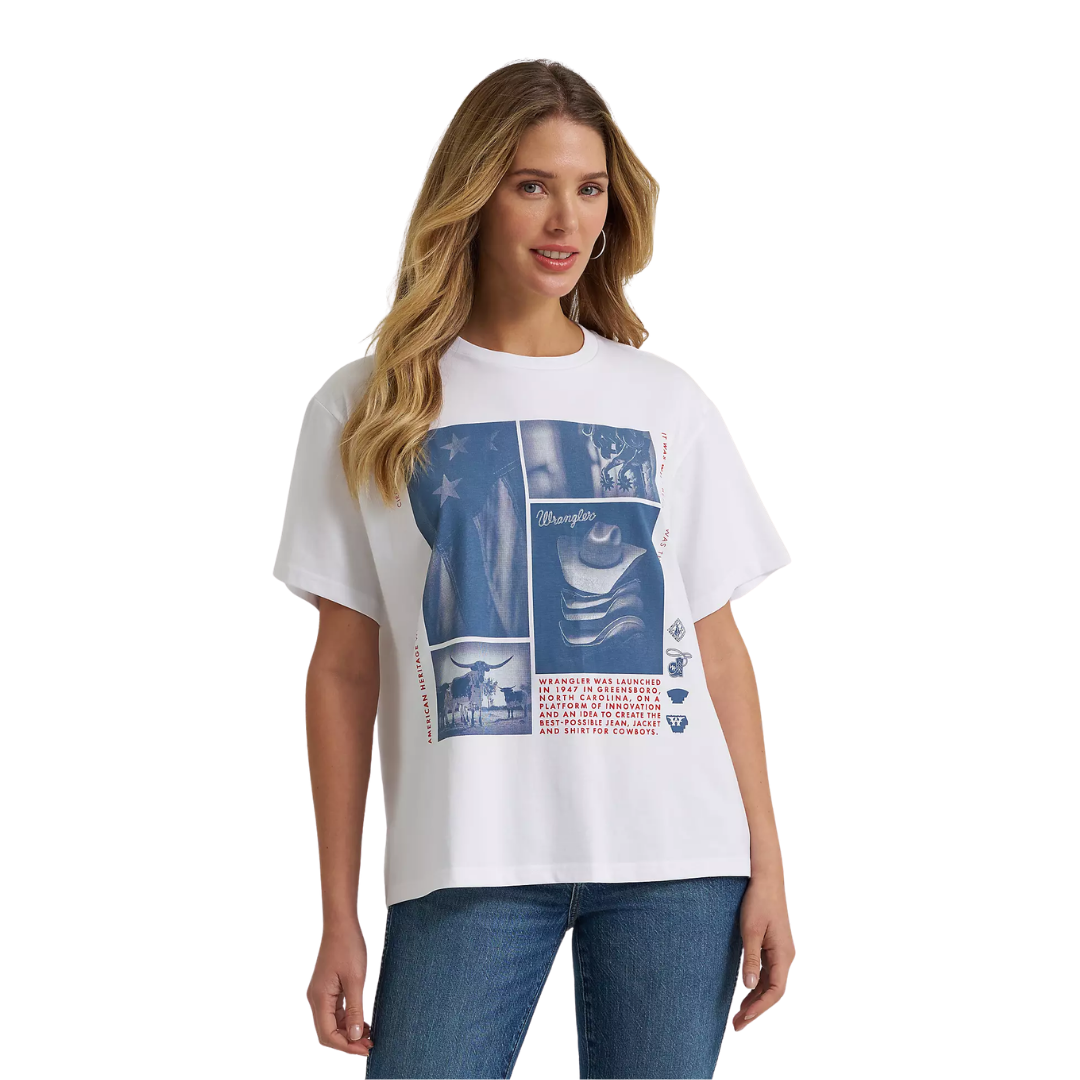 Wrangler Women's Printed Short Sleeve White T-Shirt