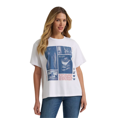 Wrangler Women's Printed Short Sleeve White T-Shirt