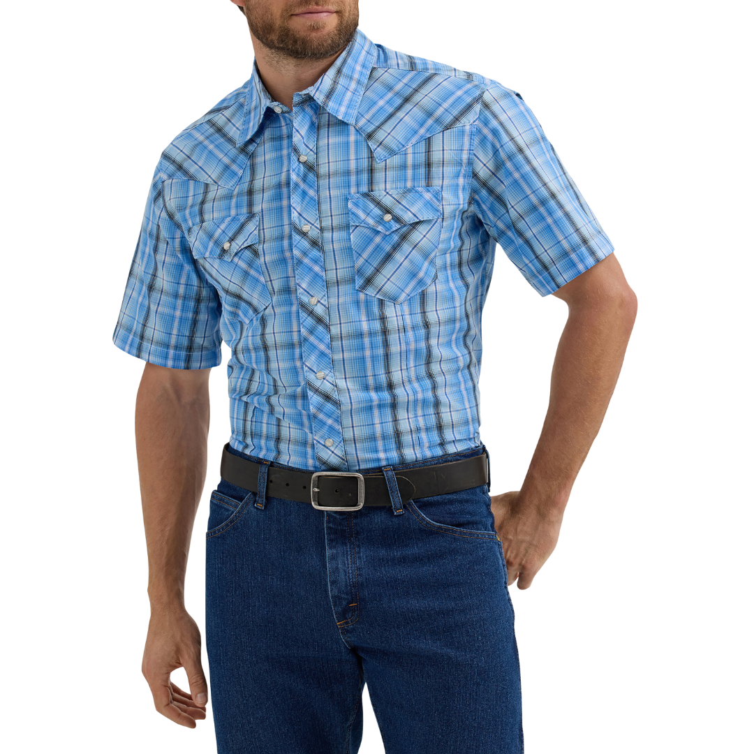 Wrangler Men's Fashion Snap Tee Blue Shirt