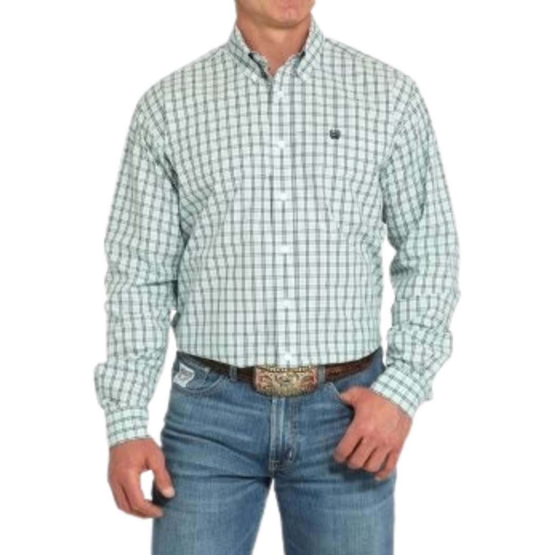 Cinch Men’s Plaid Casual Green Shirt