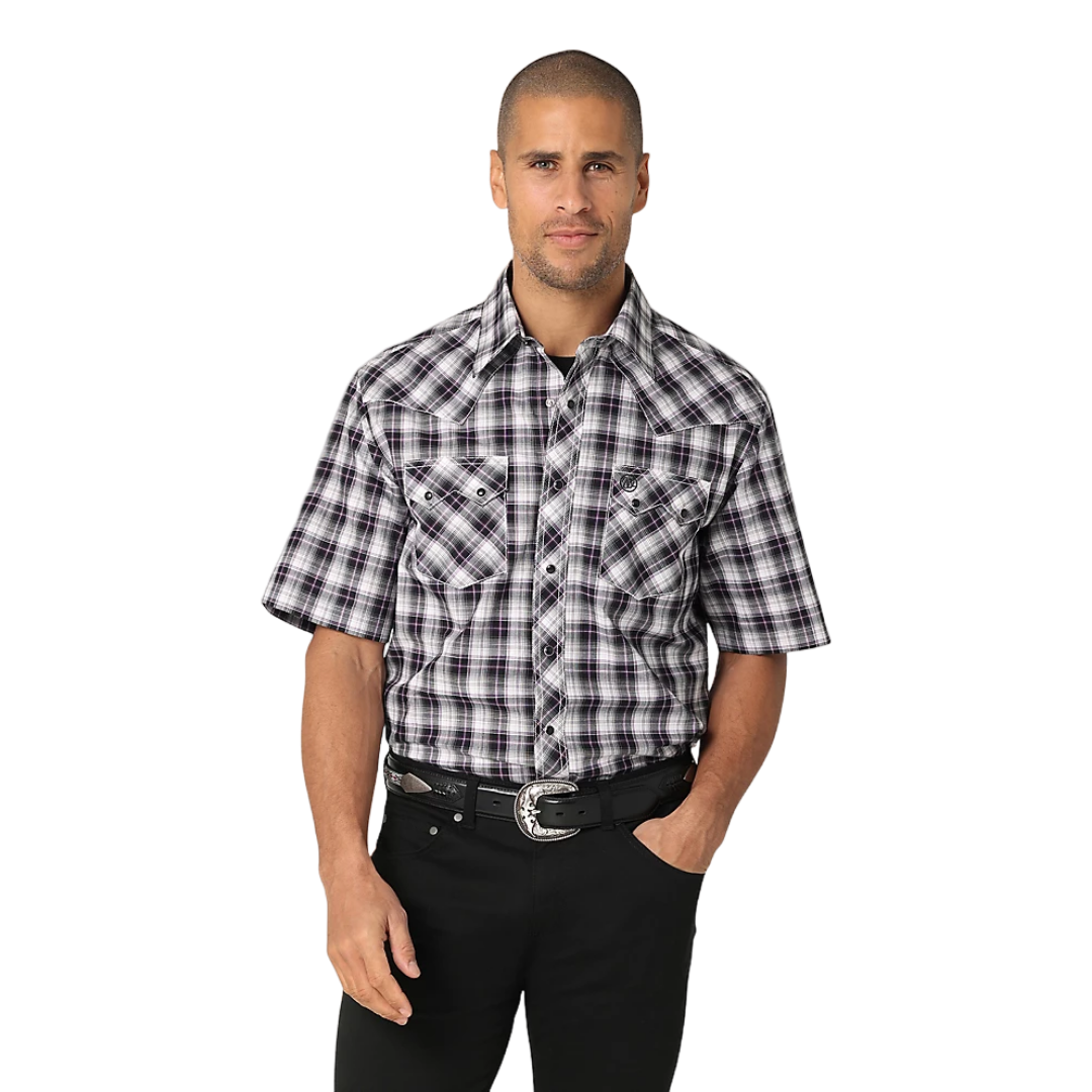 Wrangler Men's Retro Western Sawtooth Flap Black Shirt - Big
