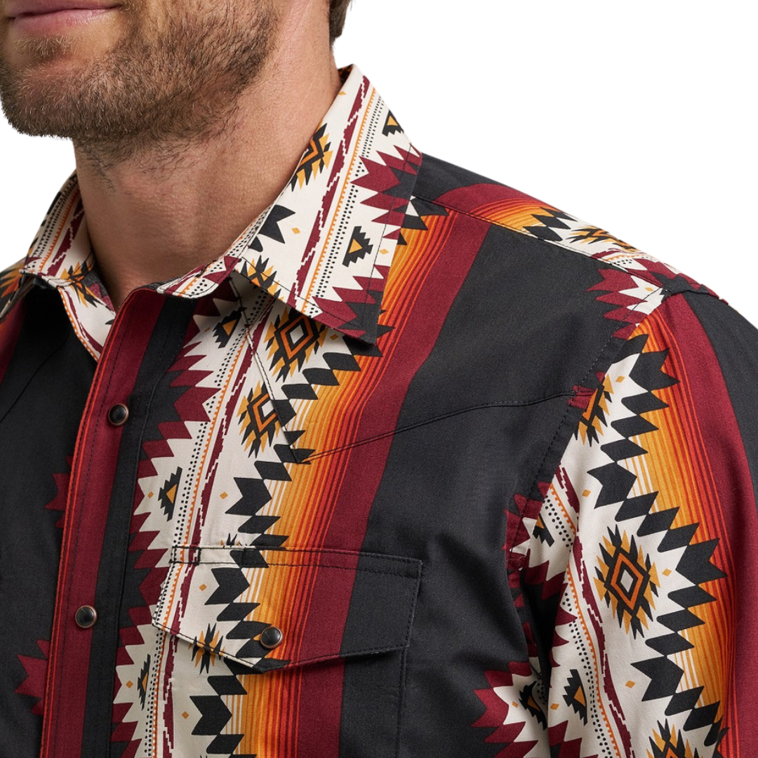 Wrangler Men's Checotah Multi Print Black Shirt