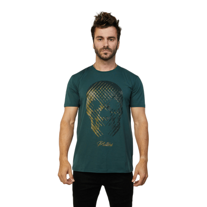 Platini Men's Teal Cotton Rhinestone T-Shirt
