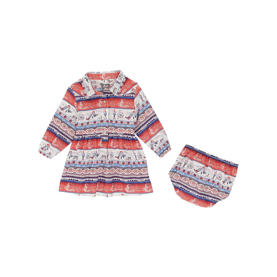 Wrangler Infant Girl's Striped Western Pink Dress
