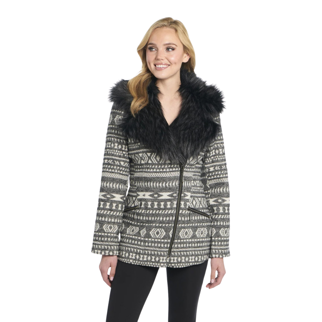 Cripple Creek Women's Navajo Blanket Zip Black Jacket