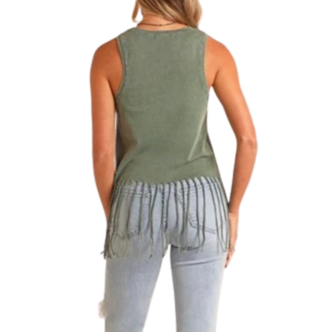 Shop Rock & Roll Women's Texas Tank Green Top
