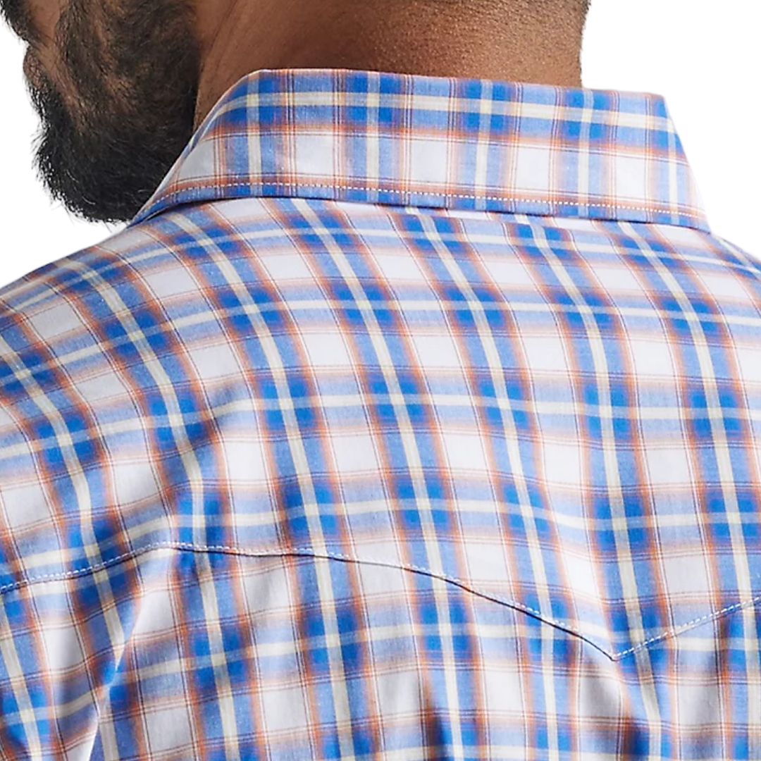 Wrangler Men's Long Sleeve Western Blue Orange Shirt