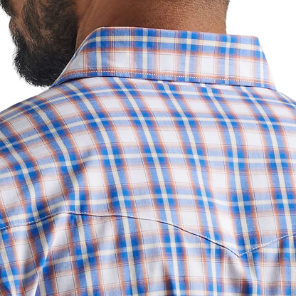 Wrangler Men's Long Sleeve Western Blue Orange Shirt