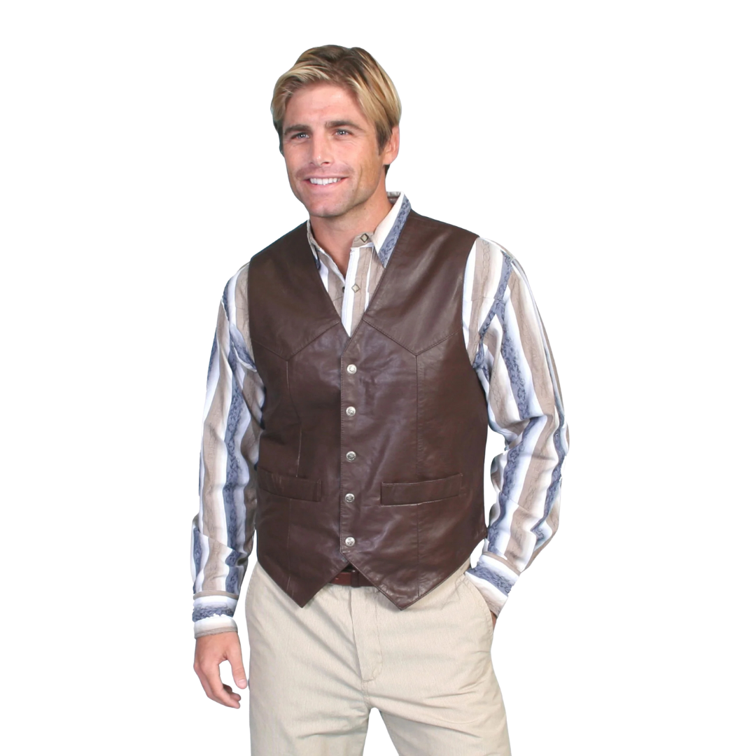 Scully Men's Classic Lamb Leather Brown Vest - Big & Tall