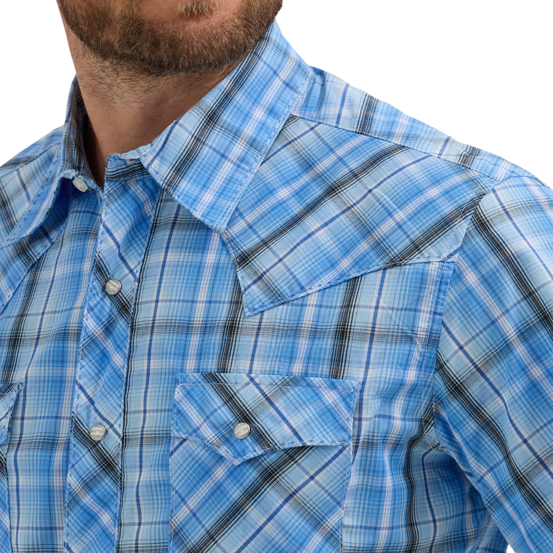 Wrangler Men's Fashion Snap Tee Blue Shirt