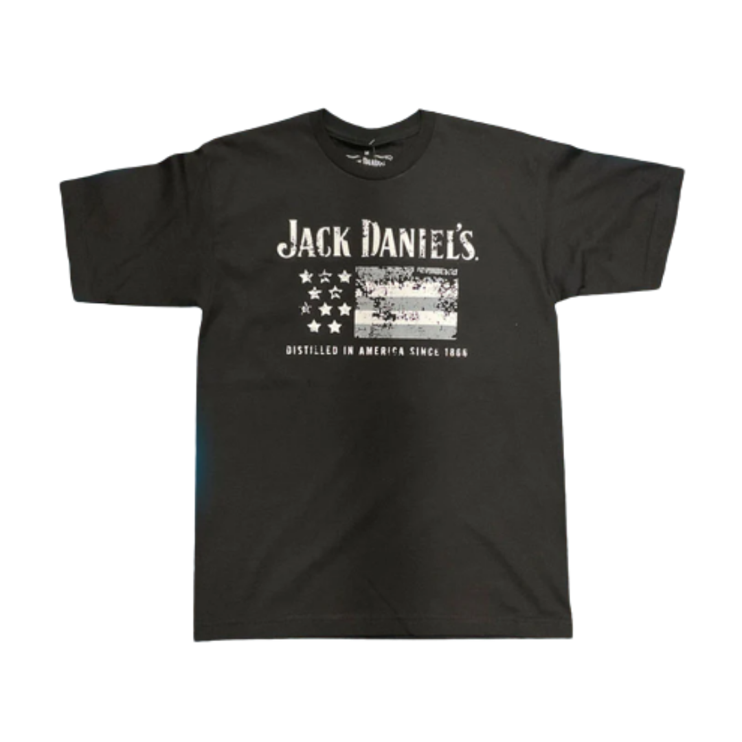 Ely Cattleman Men's Jack Daniels Short Sleeve Flag Black T-Shirt