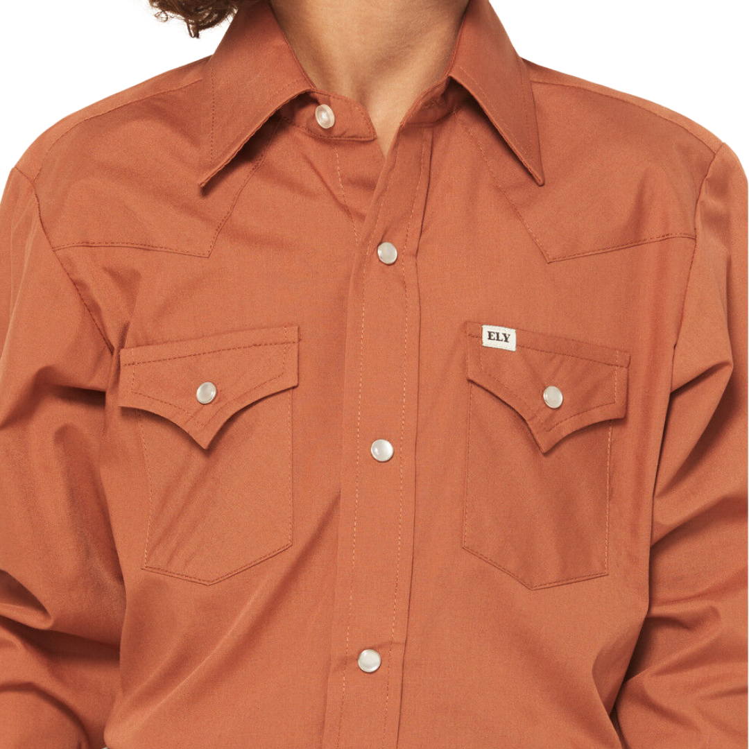 Ely & Walker Youth Boy's Solid Snap Western Rust Shirt