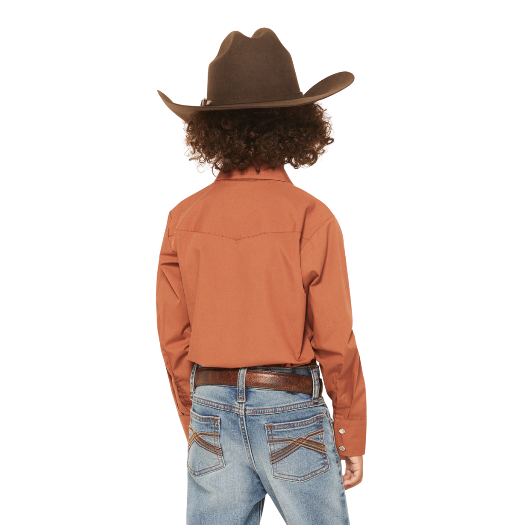 Ely & Walker Youth Boy's Solid Snap Western Rust Shirt