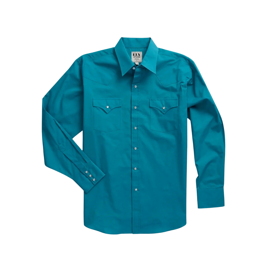 Ely Cattleman Men's Long Sleeve Teal Shirt