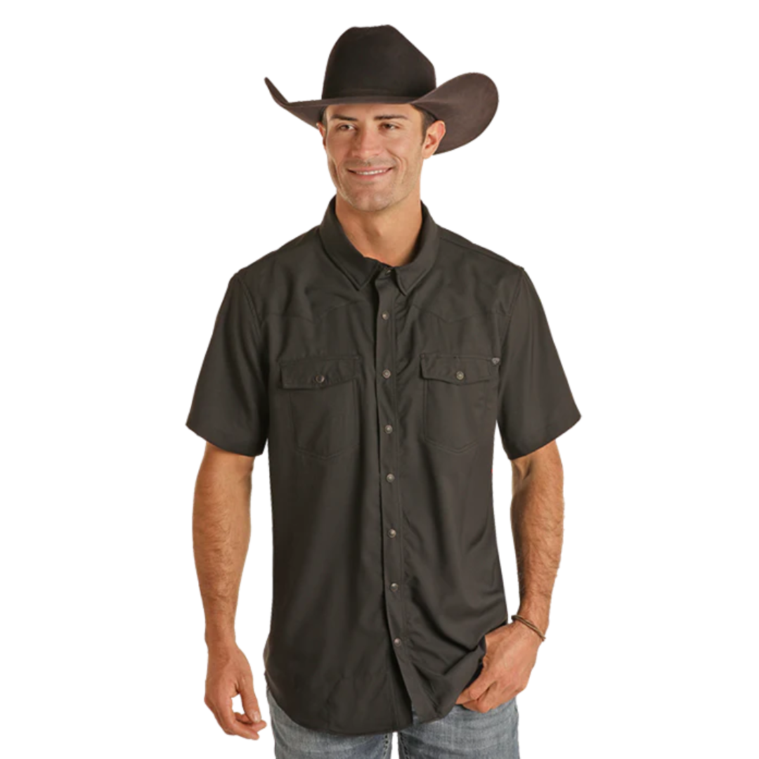 Panhandle Men's Tek Snap Short Sleeve Black Shirt