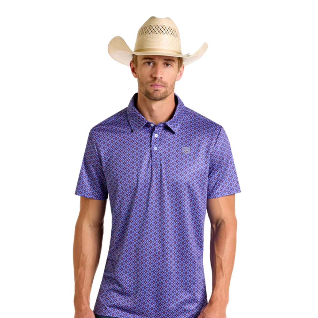 Panhandle Slim Men's Royal Aztec Print Polo Purple Shirt