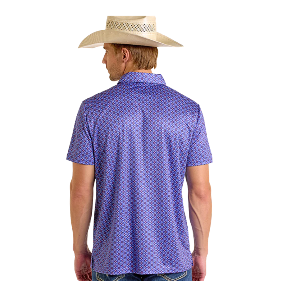 Panhandle Slim Men's Royal Aztec Print Polo Purple Shirt