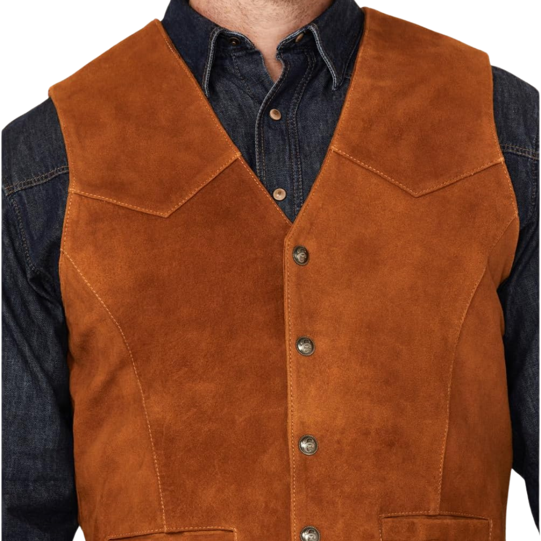 Cripple Creek Men's Distressed Deer Snap Camel Vest
