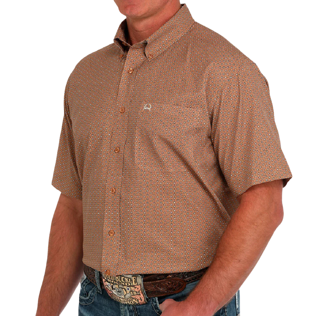 Cinch Men's Short Sleeve Button Up Brown Shirt
