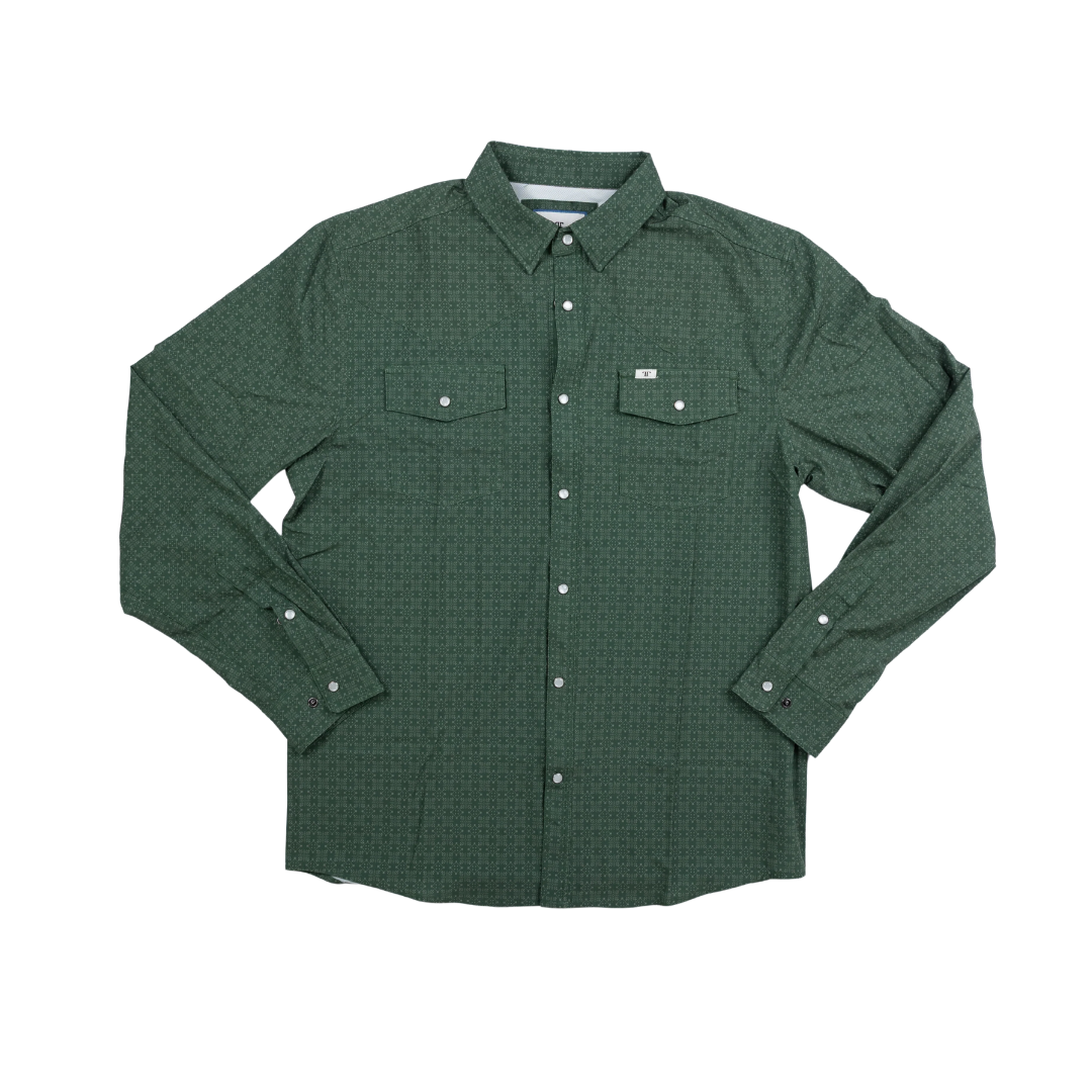 Ferrell Men's Collin Long Sleeve Snap Green Shirt