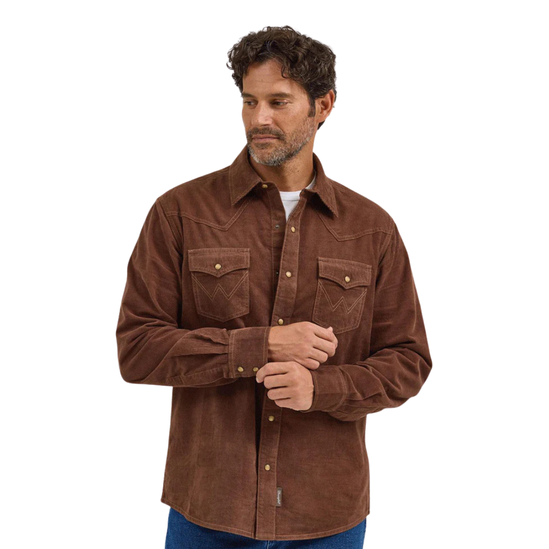 Wrangler Men's Retro Premium Corduroy Brown Shirt