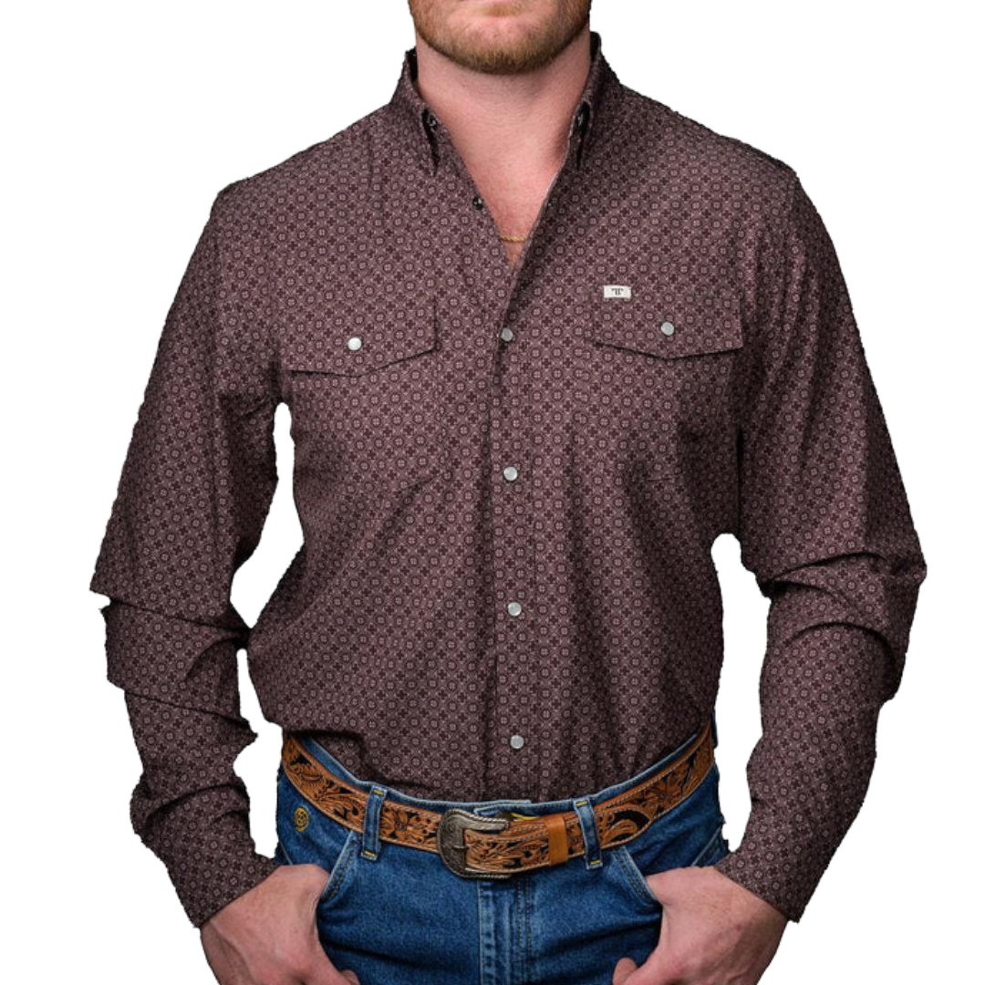 Ferrell Men's Inc Silas Long Sleeve Brown Shirt