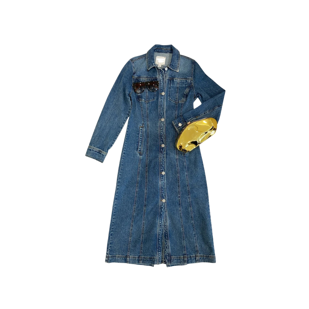 Lace Collective Women's Seamed Trucket Duster Blue Dress