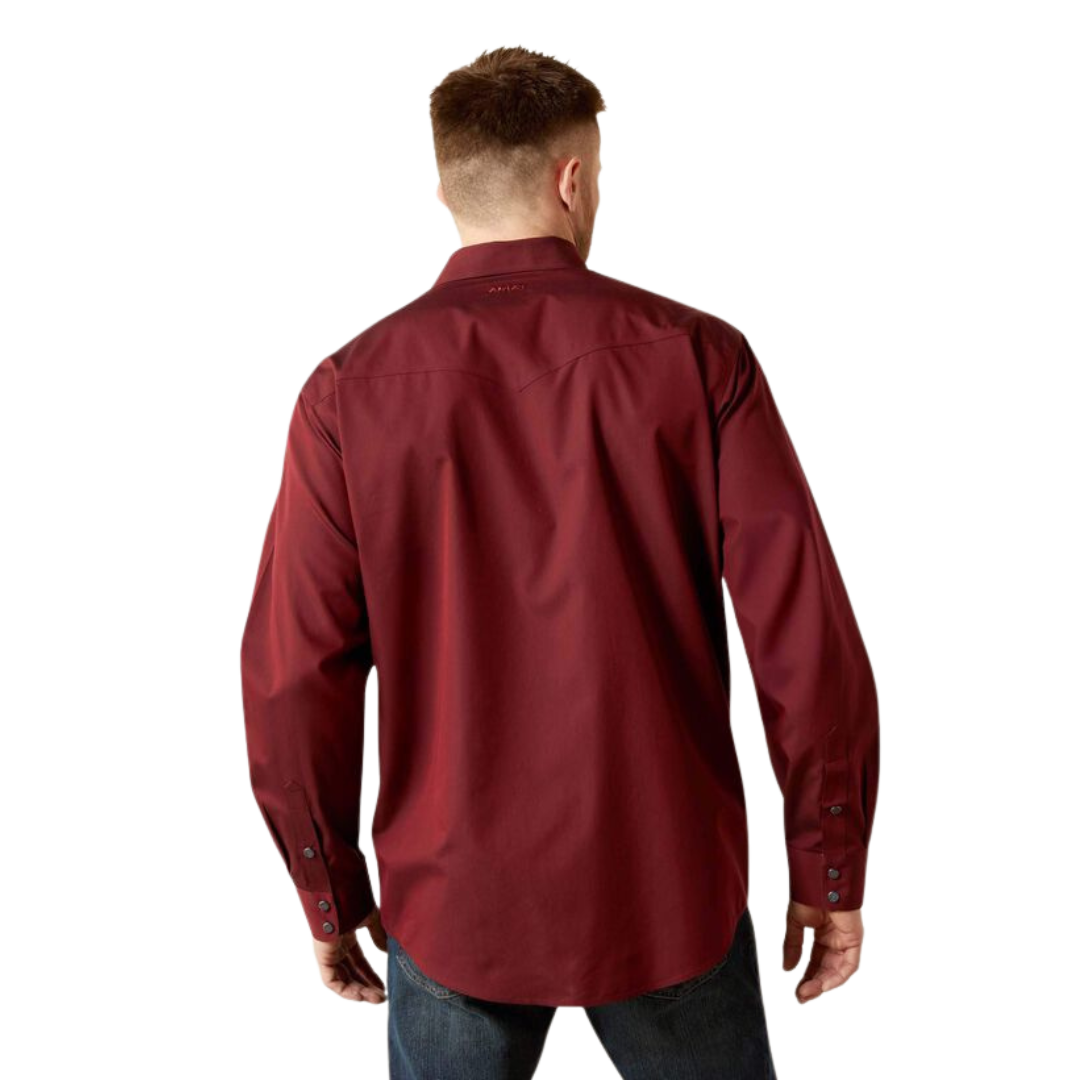 Ariat Men's Wrinkle Free Oxford Classic Burgundy Shirt