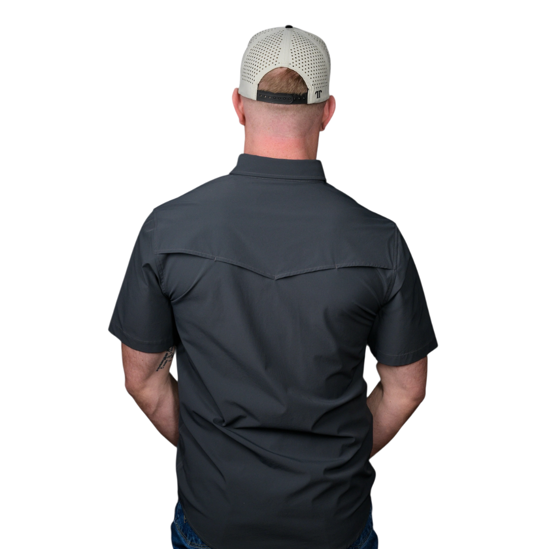 Ferrell Men's Short Sleeve Snap Grey Shirt