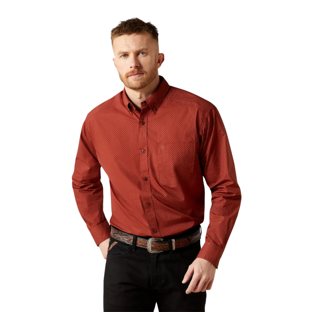 Ariat Men's Wren Long Sleeve Dark Red Shirt
