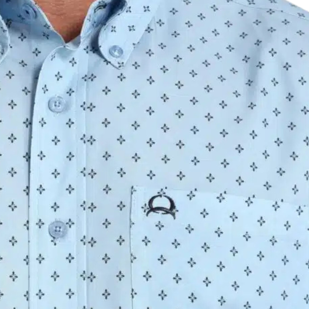 Chemise à motif imprimé triangle bleus
