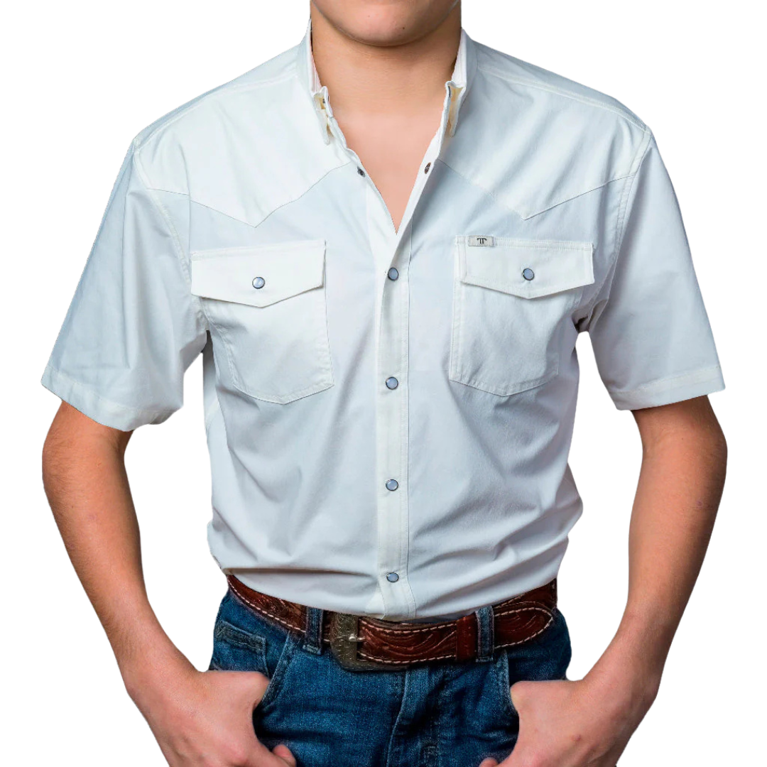 Ferrell Youth Boy's Short Sleeve Western White Shirt