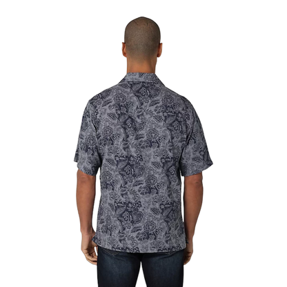 Wrangler Men's Cowboy Snap Front Camp Tropical Blue Shirt