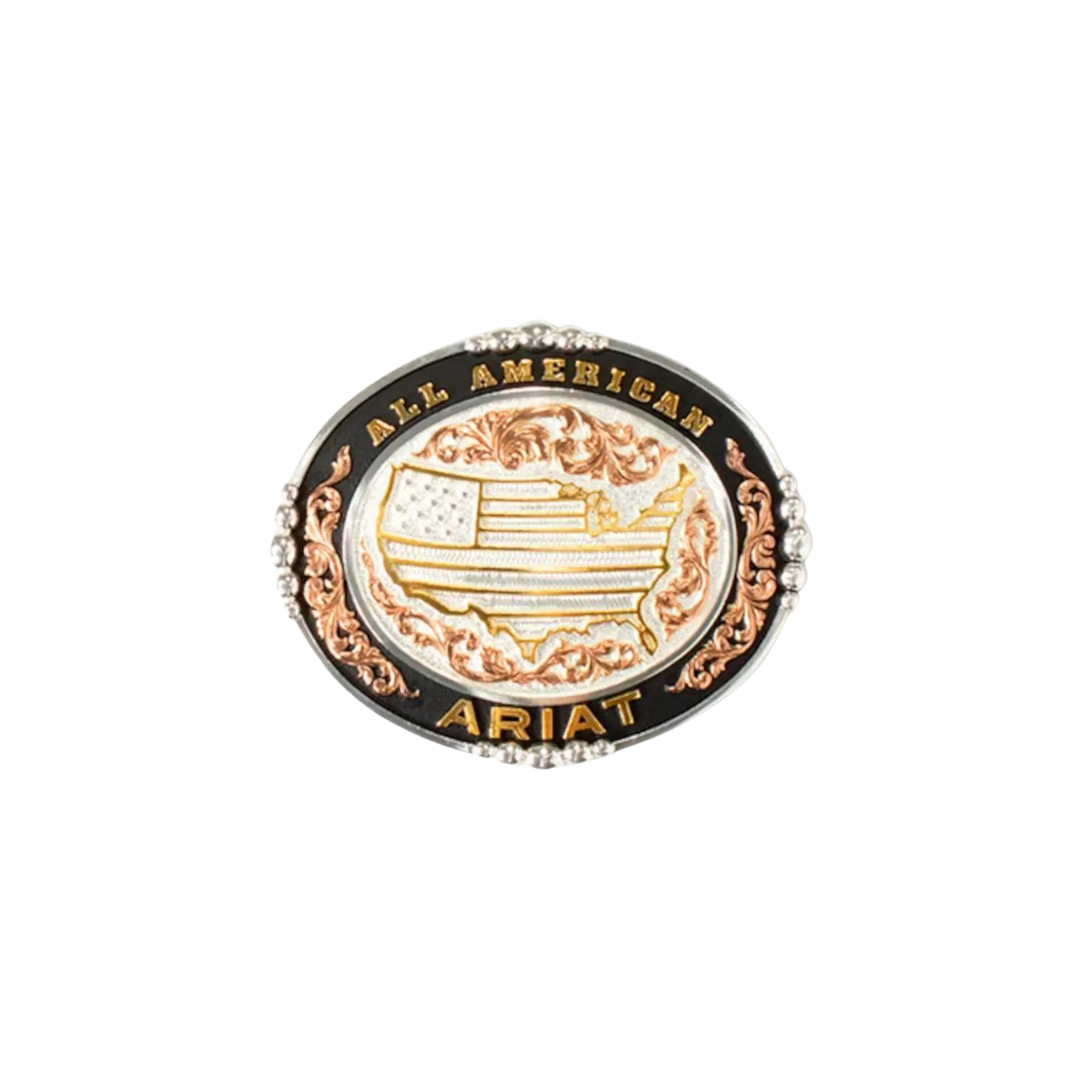Ariat Men's Oval All American USA Silver Belt Buckle